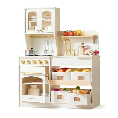 Wooden Play Kitchen with Toy Storage System