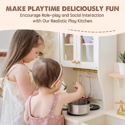 Wooden Play Kitchen with Toy Storage System